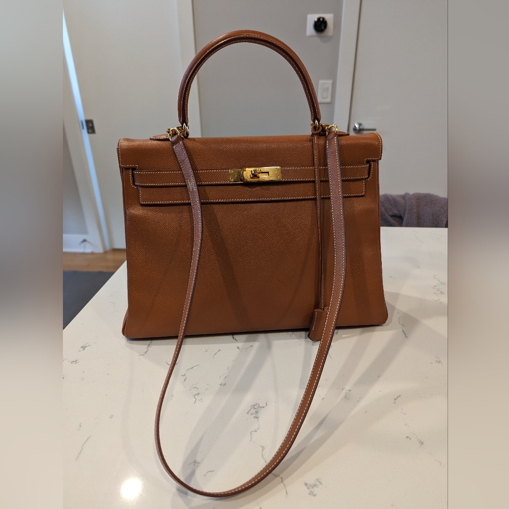 Hermes Kelly 35 Courchevel Gold on Gold